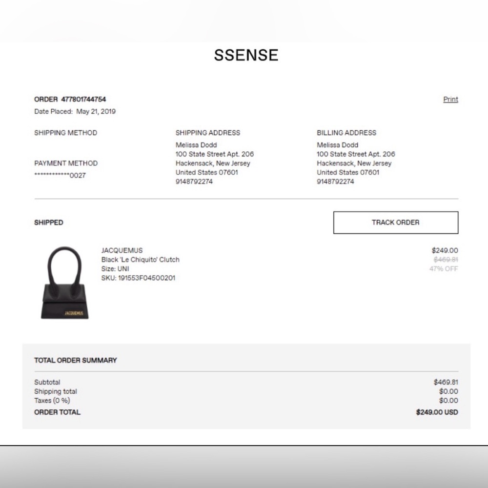 Jacquemus Black Leather Mini Bag with Gold Logo - Picture 11 of 11